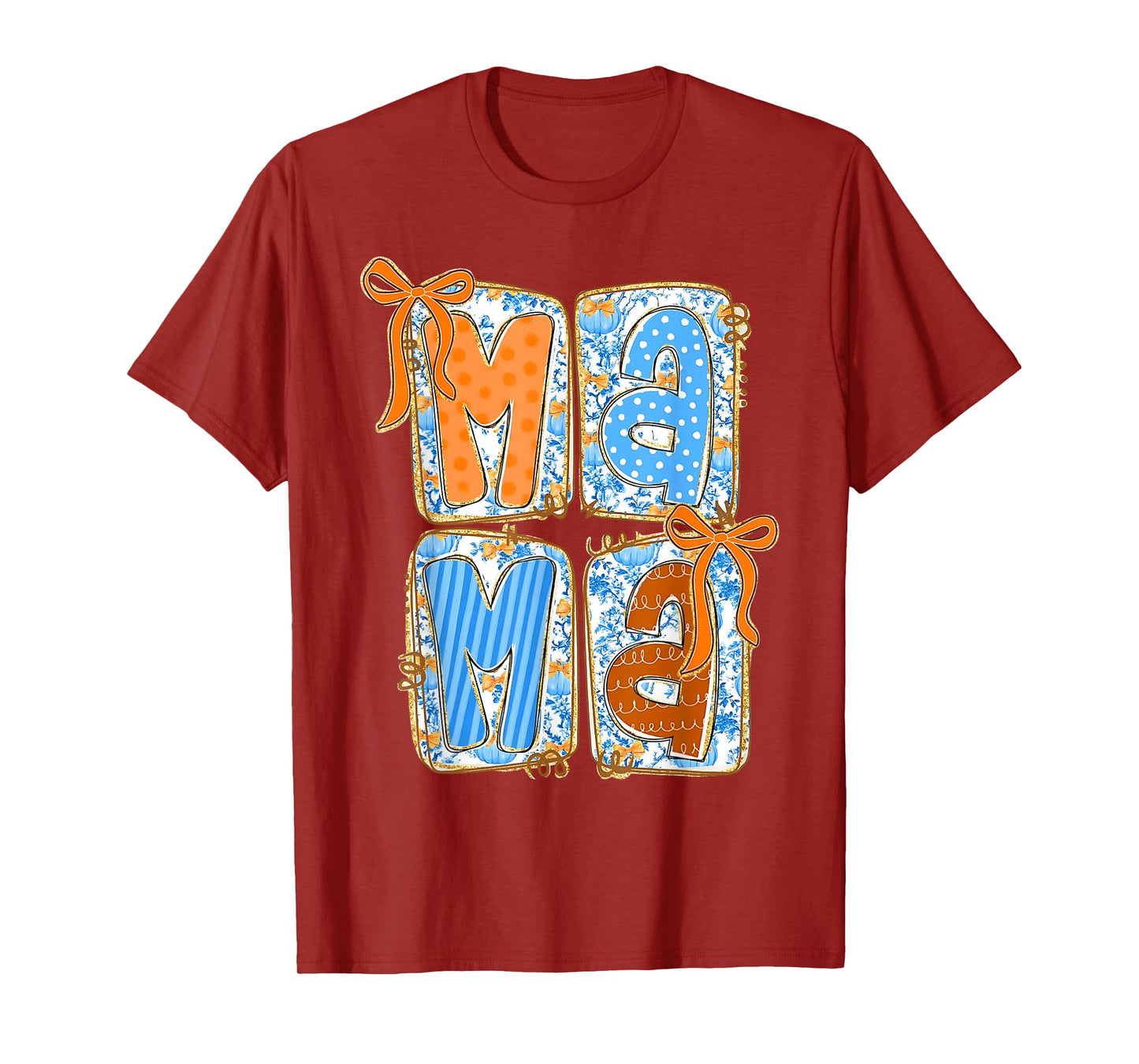Preppy Fall Mama Coquette Bows Mom Fall Thanksgiving Women T-Shirt