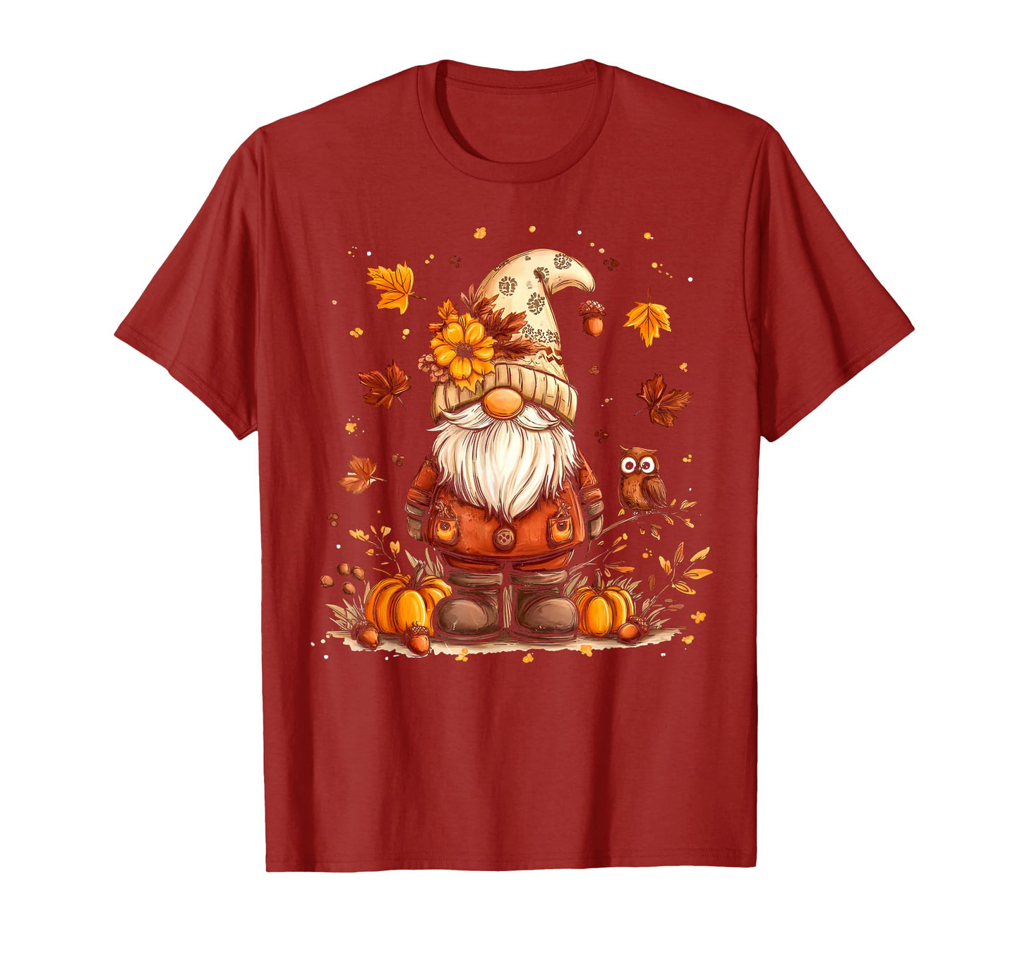 Funny Peace Gnome Halloween Thanksgiving Pumpkin Autumn Fall T-Shirt
