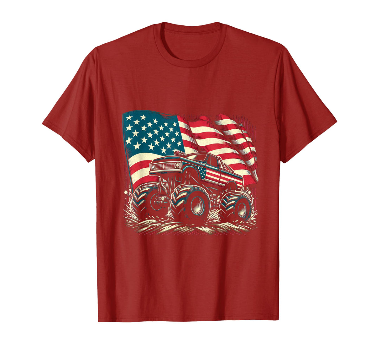 Patriotic USA Monster Truck Adult T-Shirt