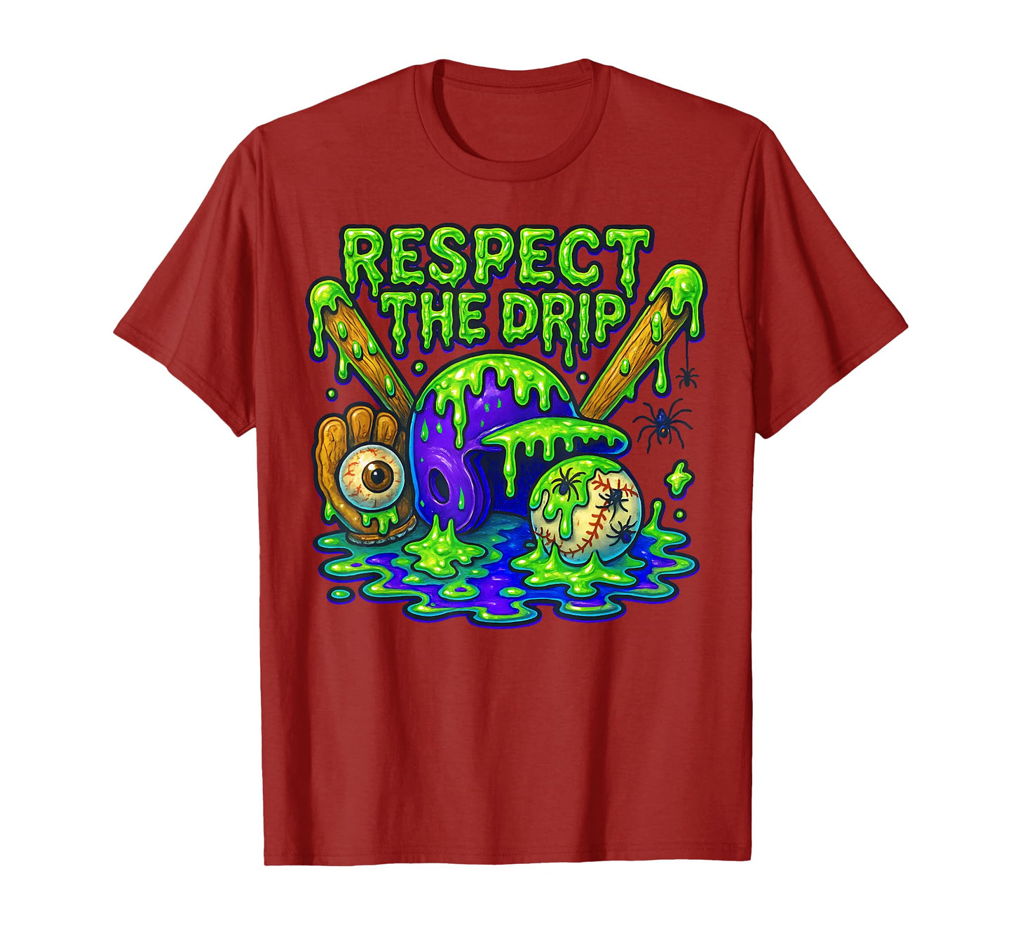 Halloween Baseball Drip Slime Spooky Vibes Respect The Drip T-Shirt