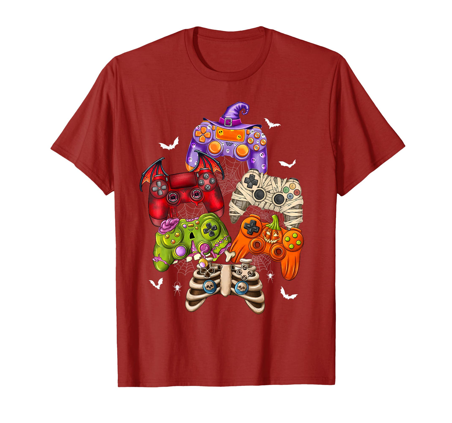 Halloween Skeleton Zombie Mummy Gaming Controllers Boys Kids T-Shirt