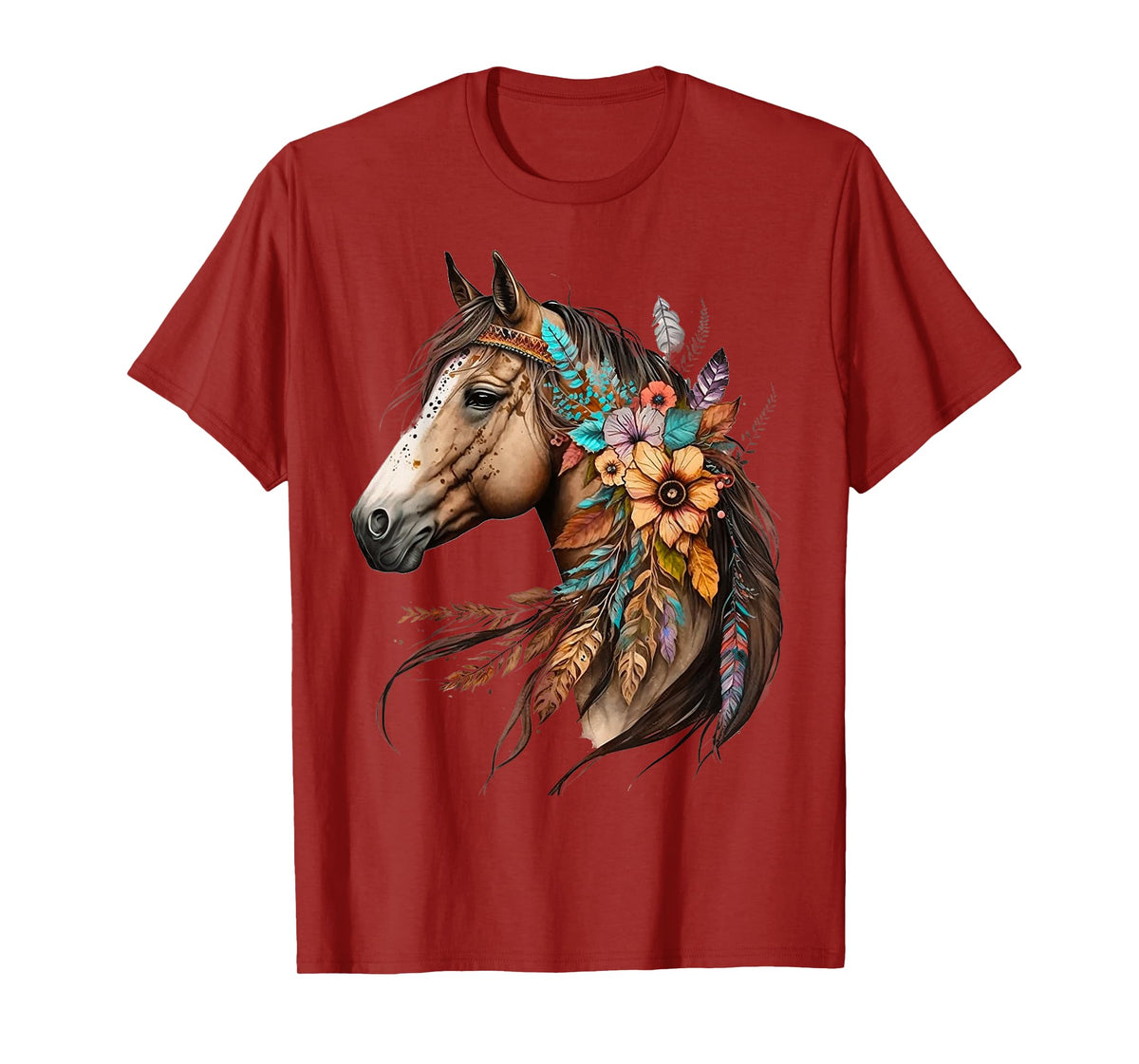 Floral Wild Horse Country Horse Riding T-Shirt