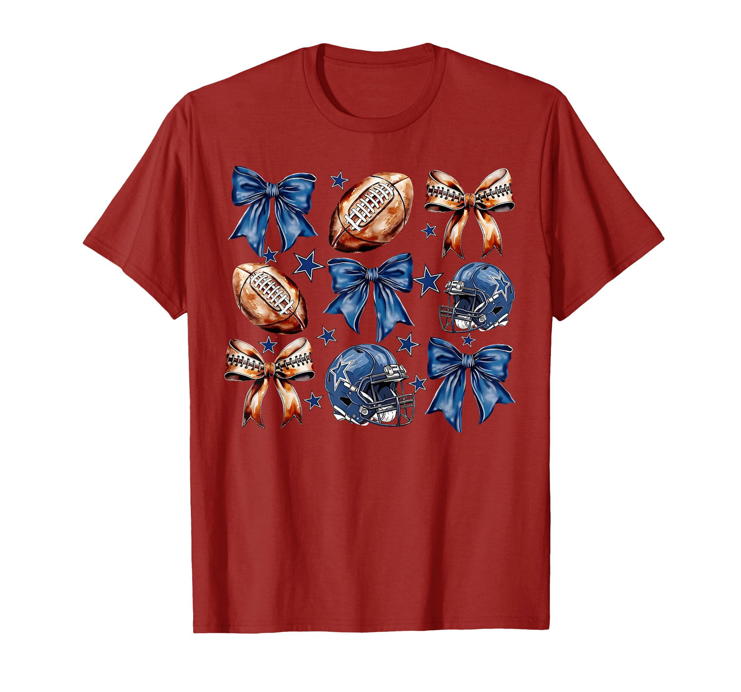 Coquette Bow Helmet American Football Game Day Thanksgiving T-Shirt