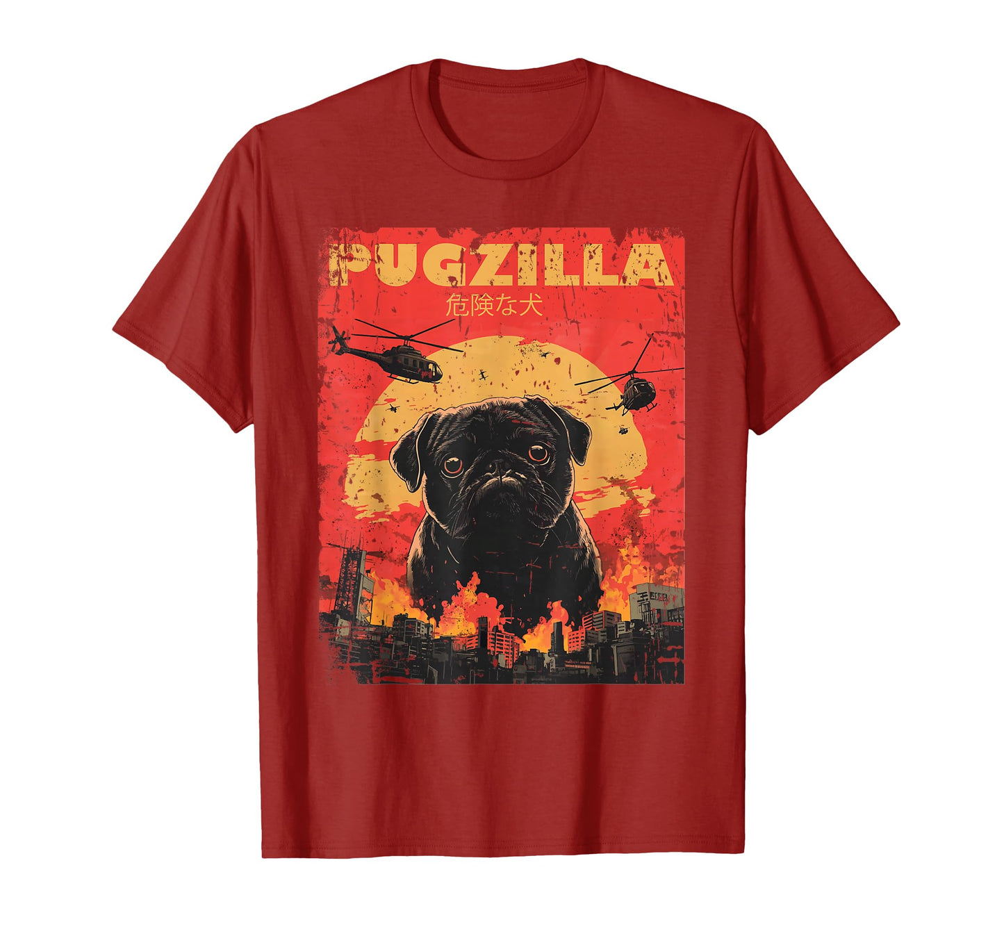 Pugzilla Tee Design for Pug Owner Retro Vintage Apparel Pugs T-Shirt