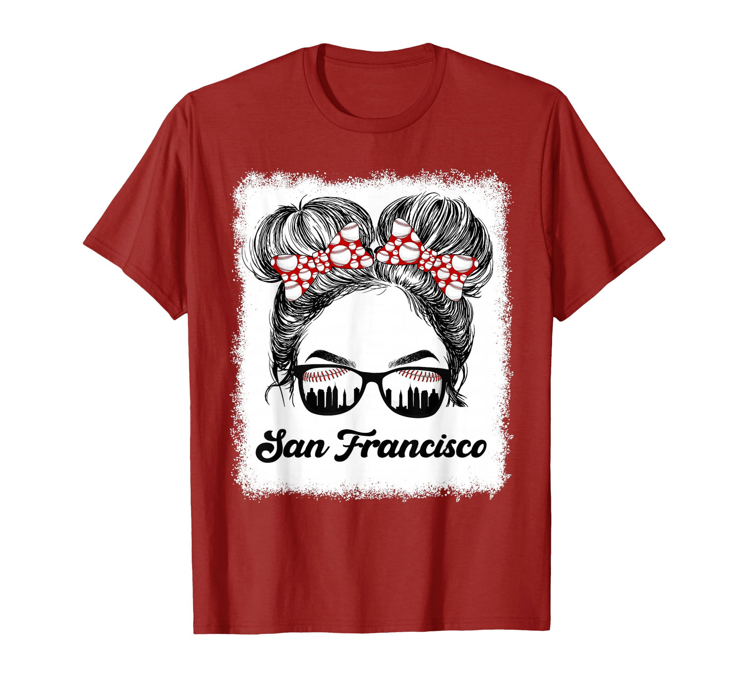 San Francisco Retro Baseball Messy Bun Girl Met At Game Day T-Shirt
