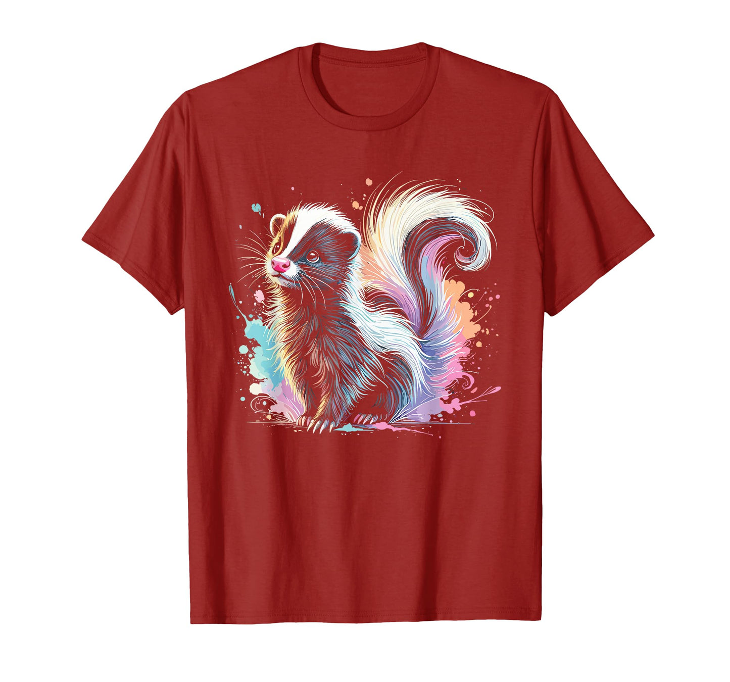 Skunk Artwork Animal Illustration Cute Colorful Skunk T-Shirt