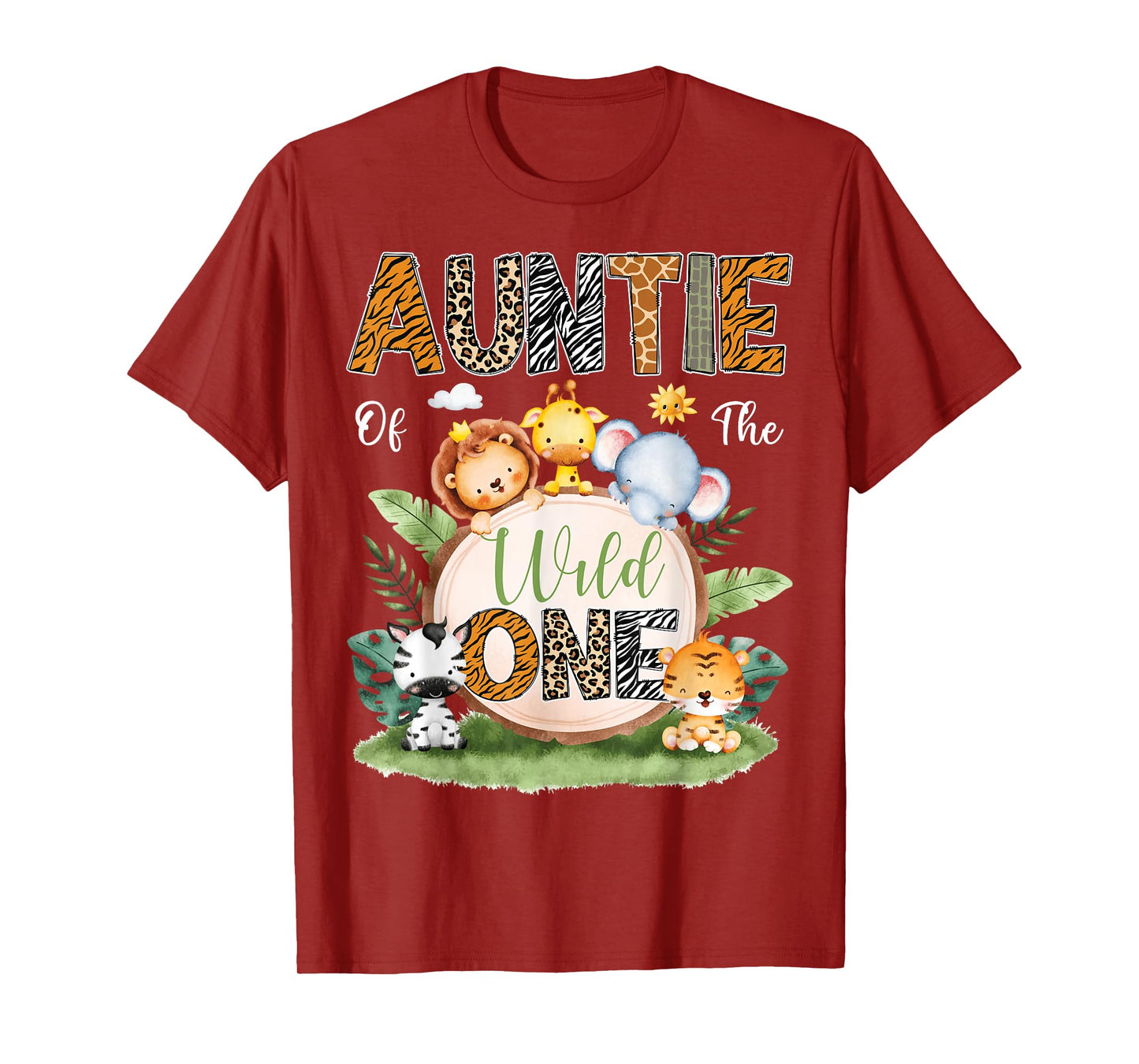 Auntie Of The Wild One 1St Birthday Kids Safari Jungle T-Shirt