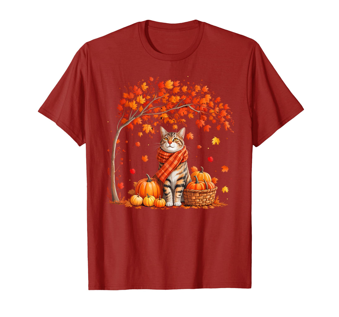 Hello Autumn Cat Fall Leaf Kitten Lover Thanksgiving Women T-Shirt