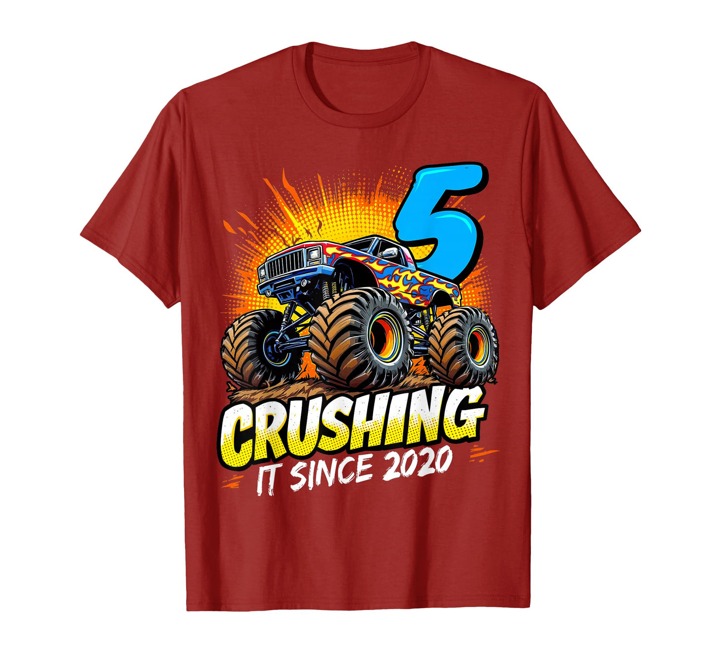 Birthday Monster Truck 5 year Old Boys 5th Party Born 2020 T-Shirt