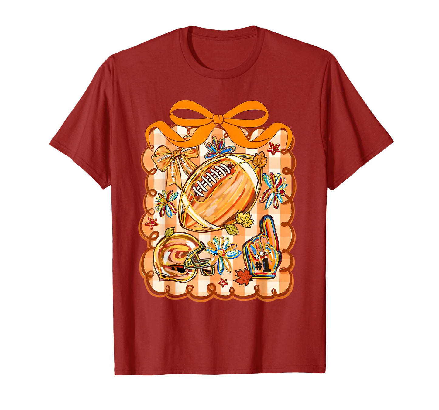 Coquette Bow American Football Game Day Thanksgiving Helmet T-Shirt