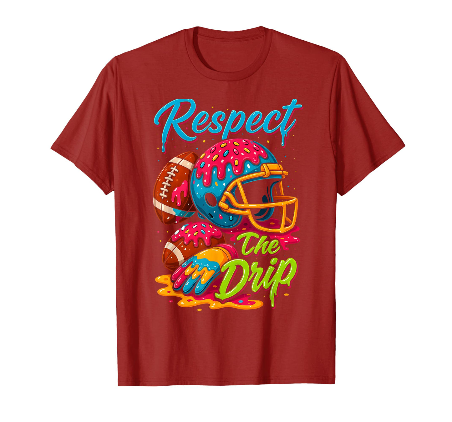 Football Drip Boys Football Ice Cream Sprinkle Respect Drip T-Shirt