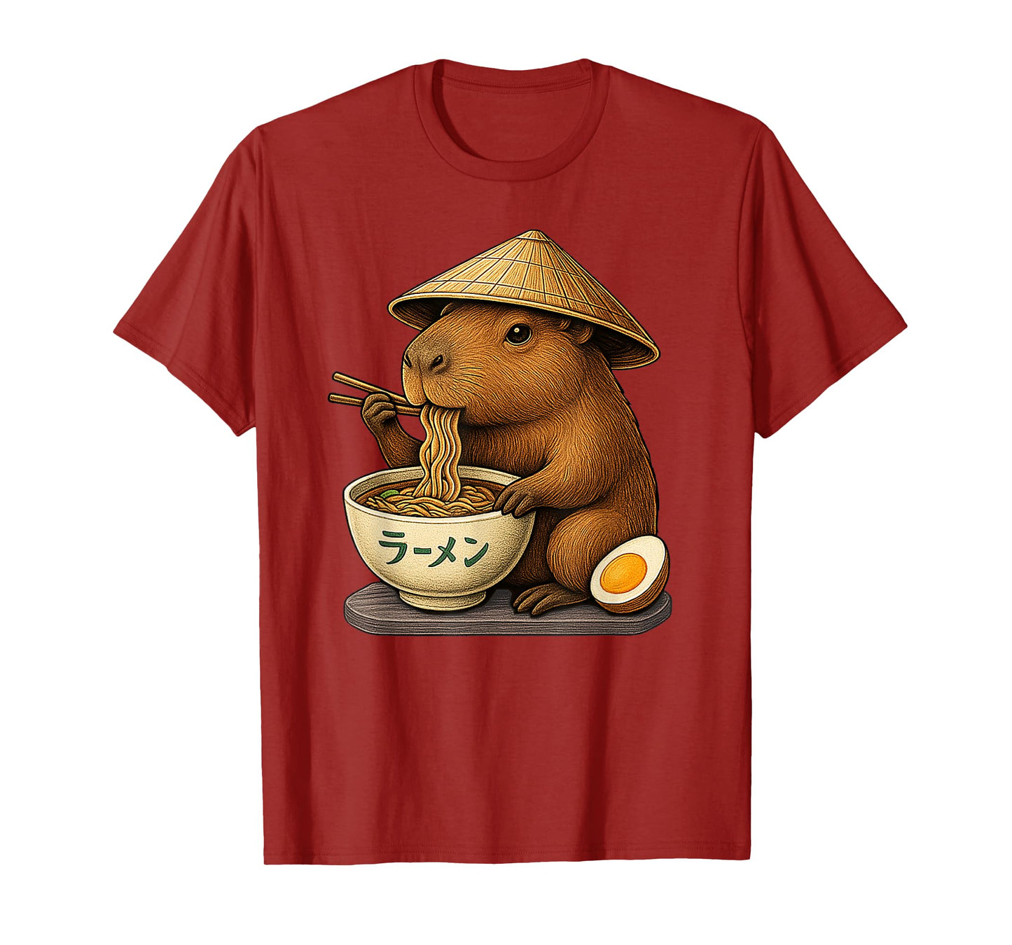 Kawaii capybara eating Japanese ramen graphic tee Funny kids T-Shirt