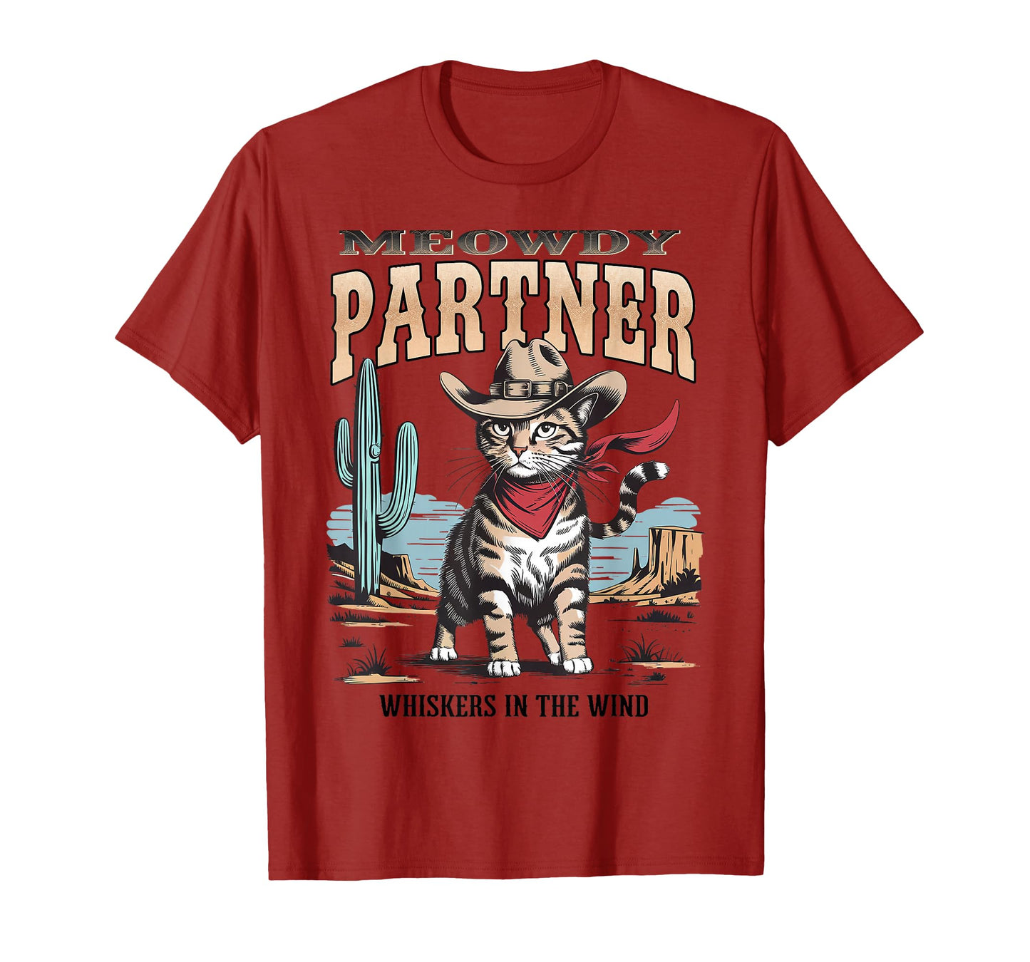 Vintage Cat Meowdy Partner Cowboy Gifts For Men Women Kid T-Shirt