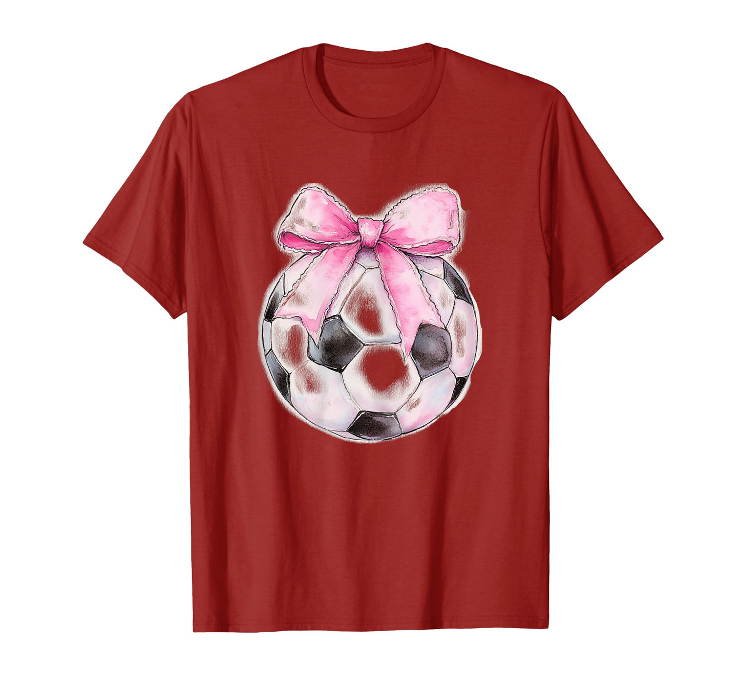 Soccer Ball Pink Coquette Bow Dainty Ribbon Girls Soccer T-Shirt