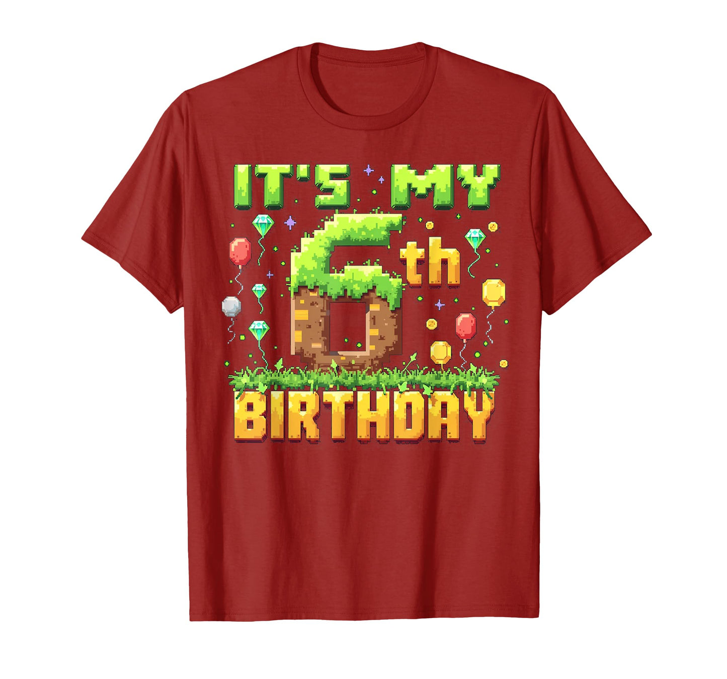 Birthday Boy Shirt It's My 6th Birthday Video Game Pixel T-Shirt