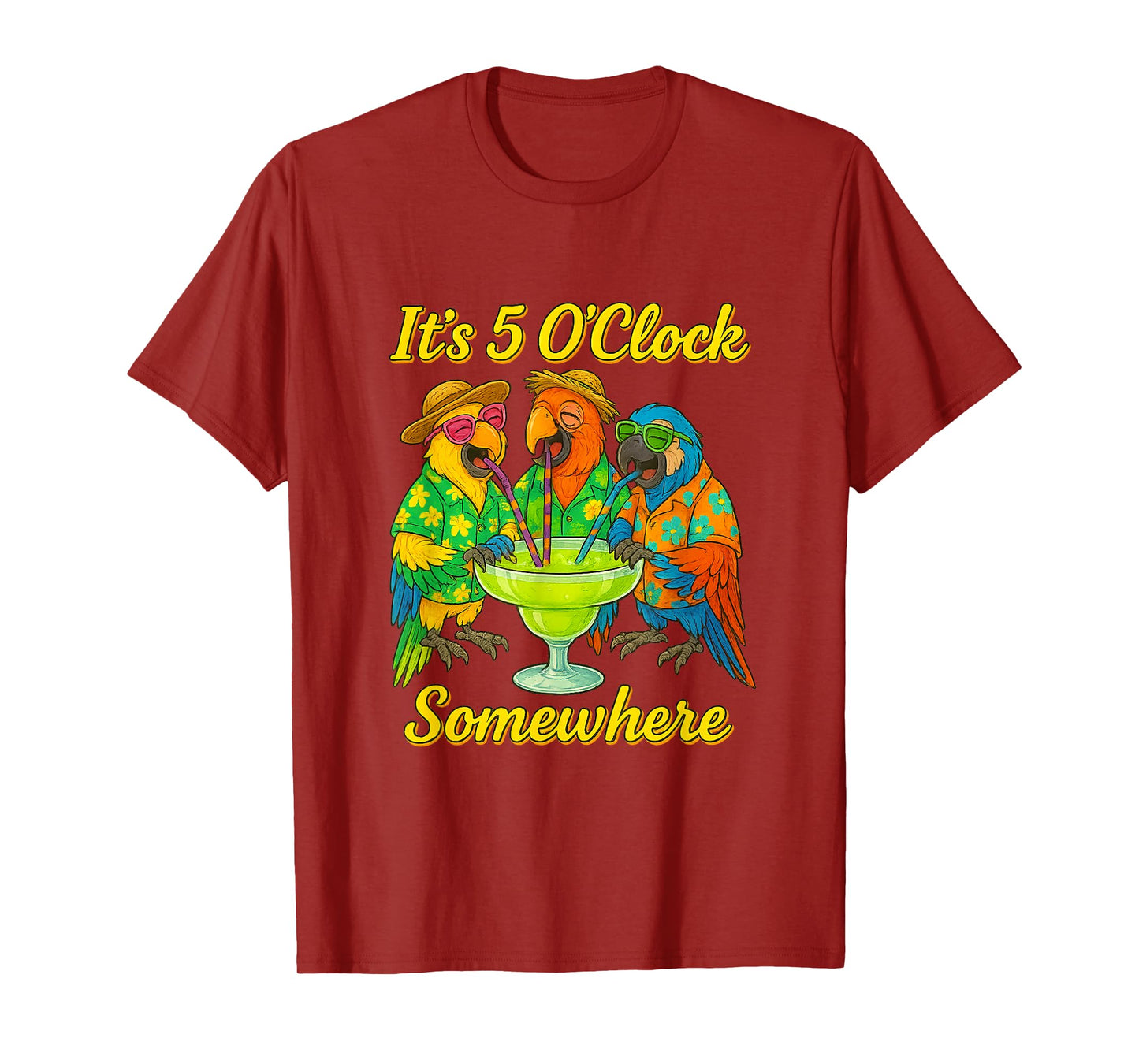 Parrots Drinking Margarita It's 5 O'clock Somewhere T-Shirt