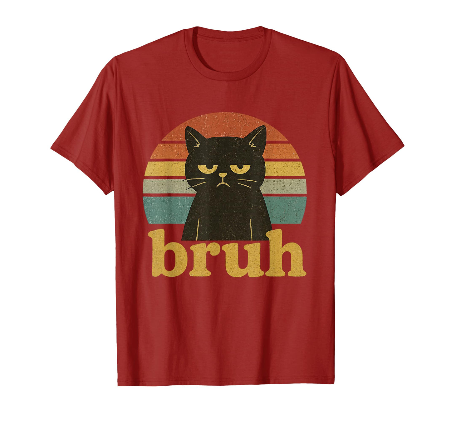 Funny Meme saying Bruh Retro Cat T-Shirt