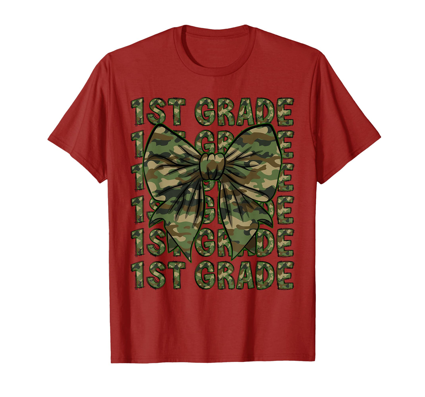 1st Grade Teacher Student Camo Bow Back to School T-Shirt