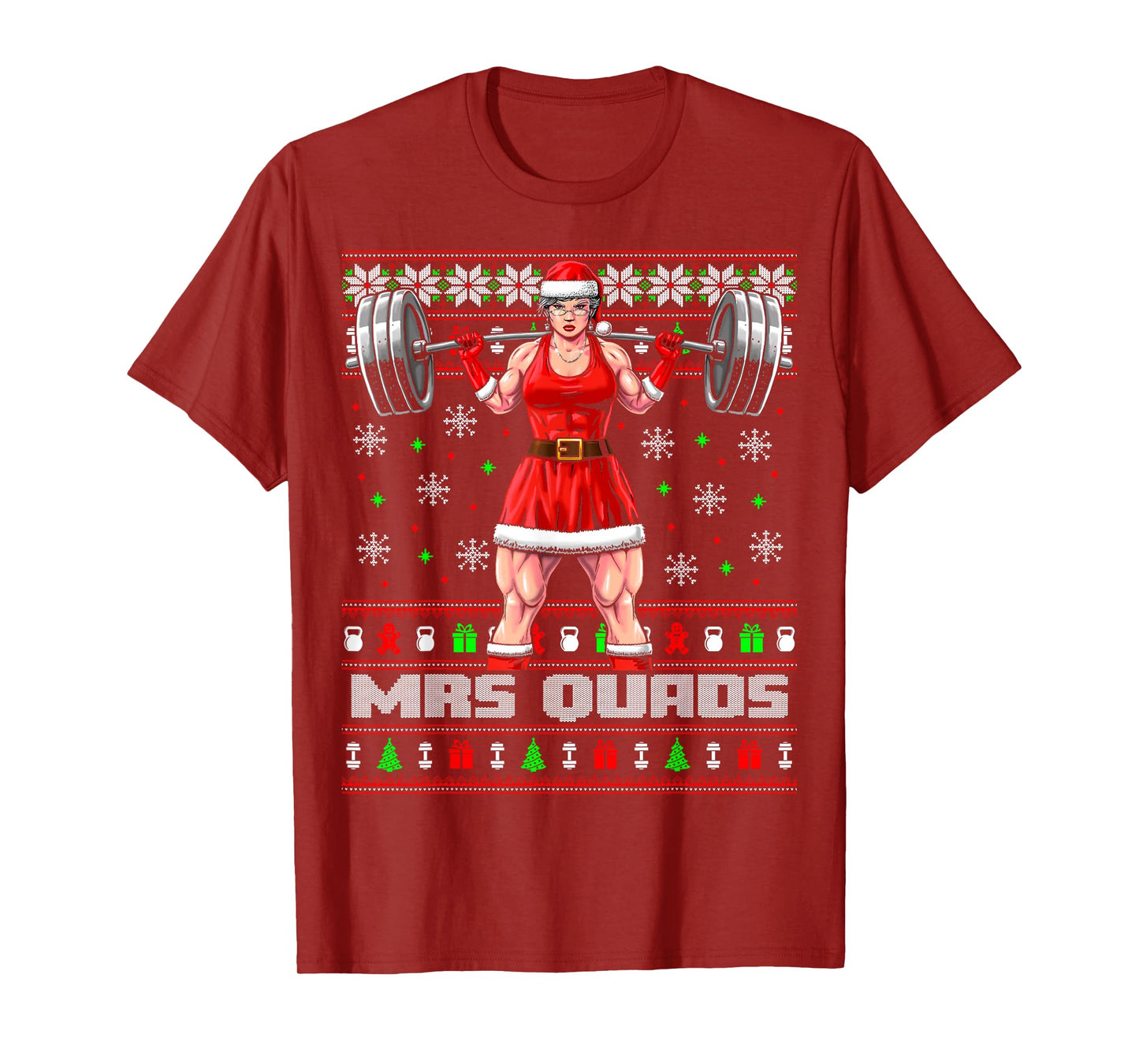 Mrs Quads Funny Christmas Workout Shirt Lifting Gym Sweater T-Shirt