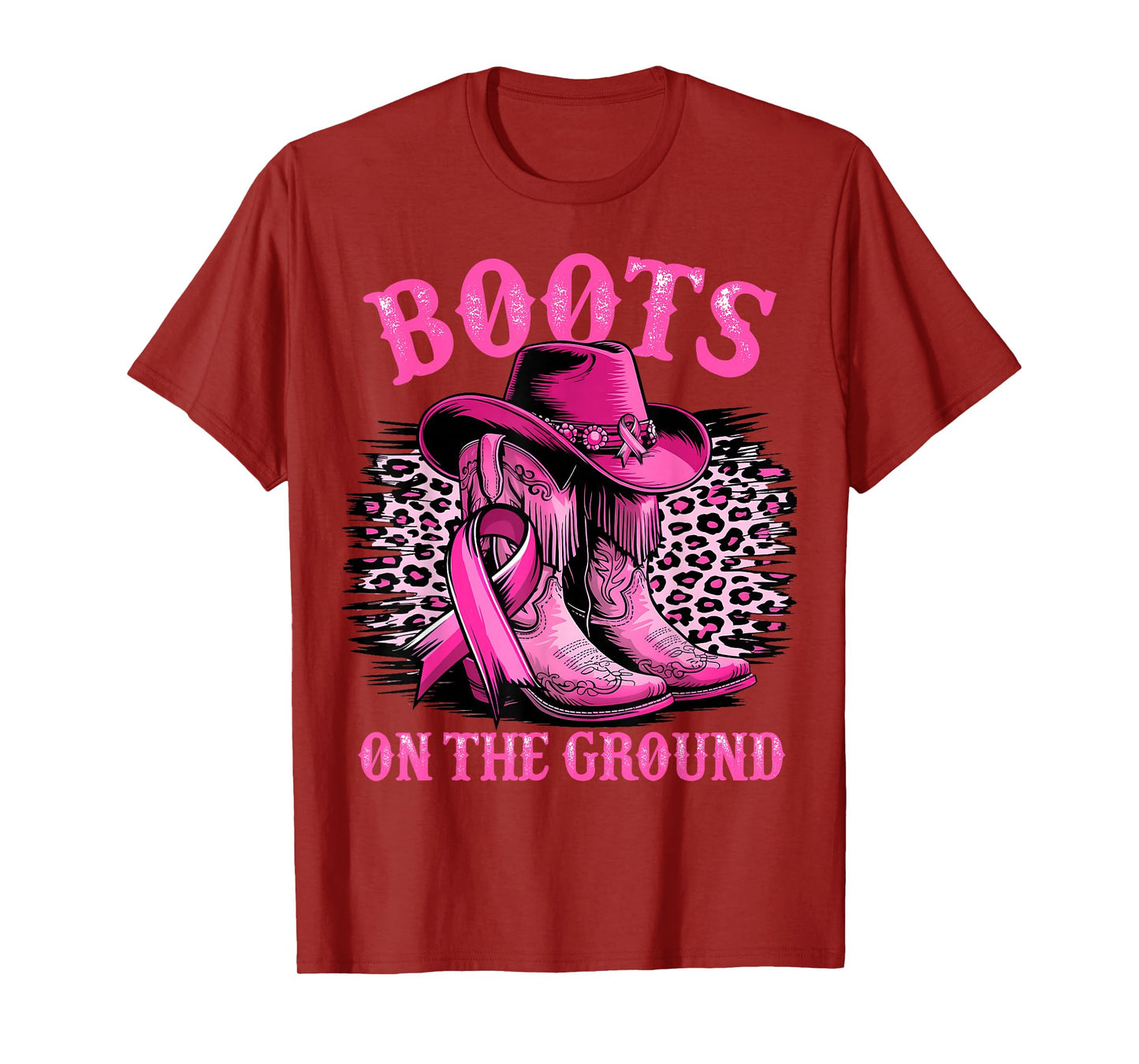 Boots On The Ground Cowgirl Western Breast Cancer Awareness T-Shirt