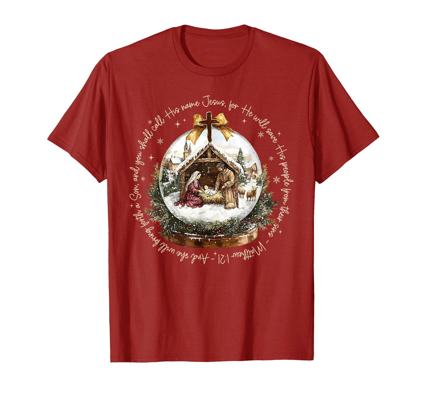 Jesus Christian Faith Merry Christmas Snowflake Xmas Holiday T-Shirt