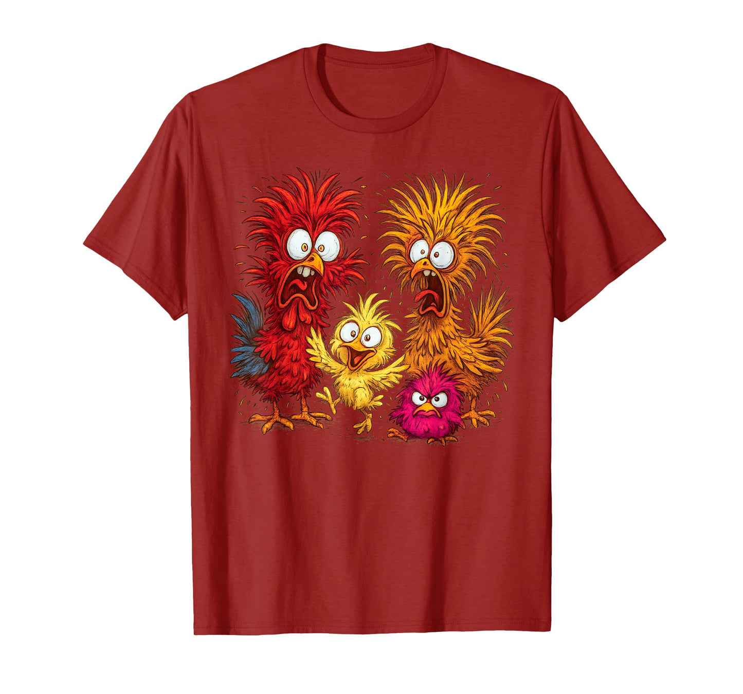 Funny Chicken Family, Crazy Chicken Cartoon Graphic Humor T-Shirt