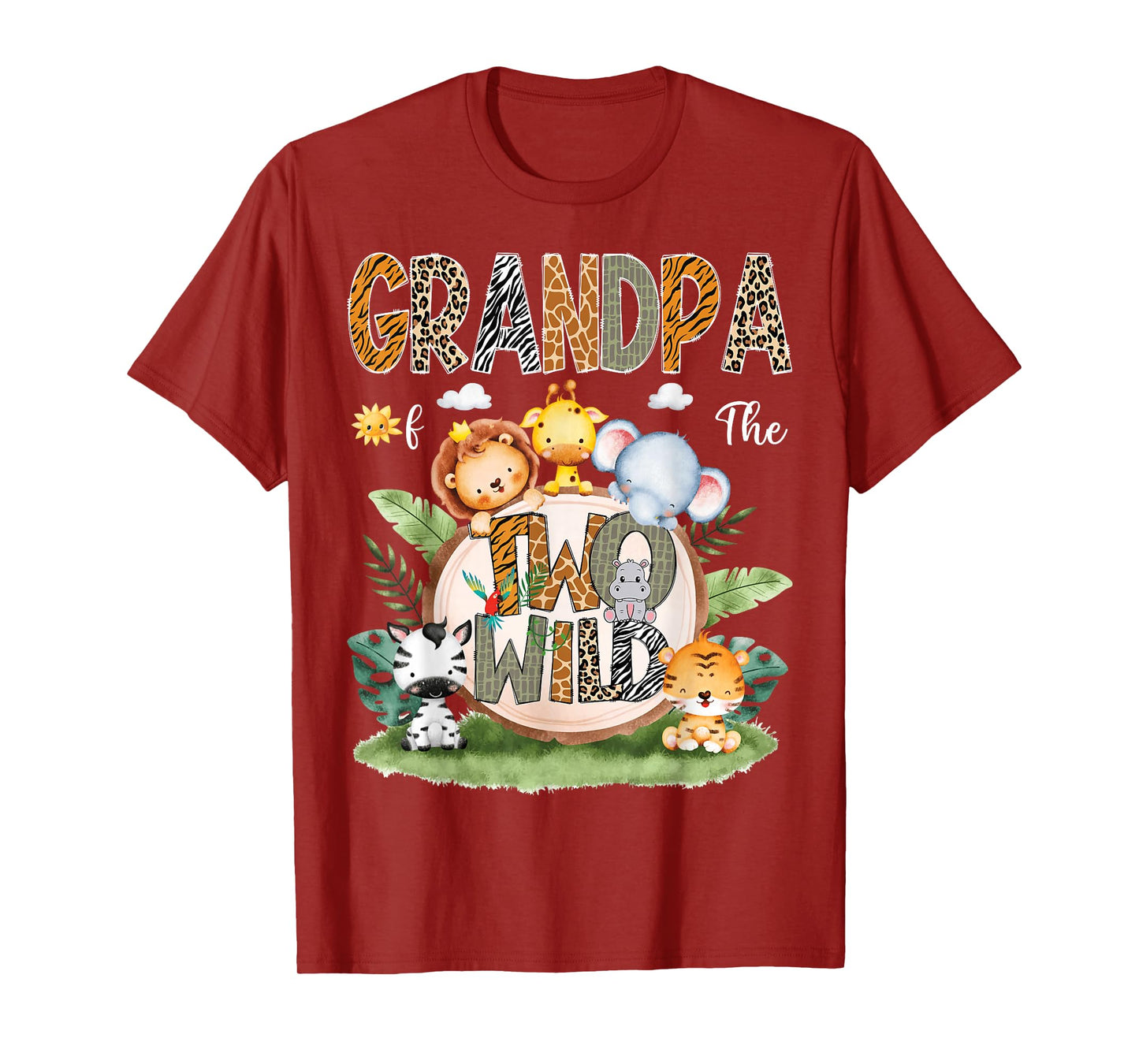 Grandpa Of The Two Wild 2Nd Birthday Safari Animal Lover T-Shirt