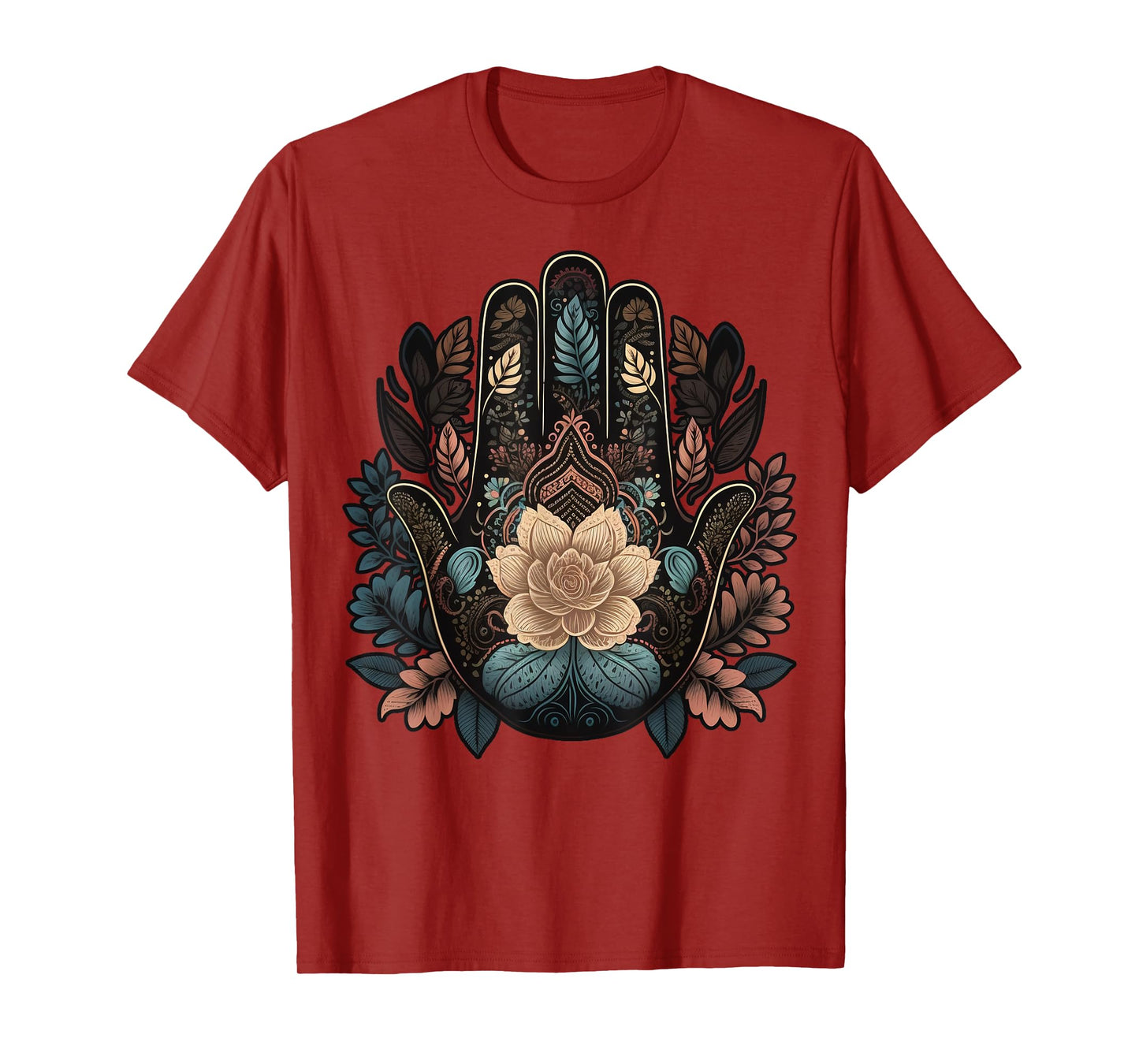 Floral Khamsah or Hand of Fatima on flower Hand of Hamsa T-Shirt