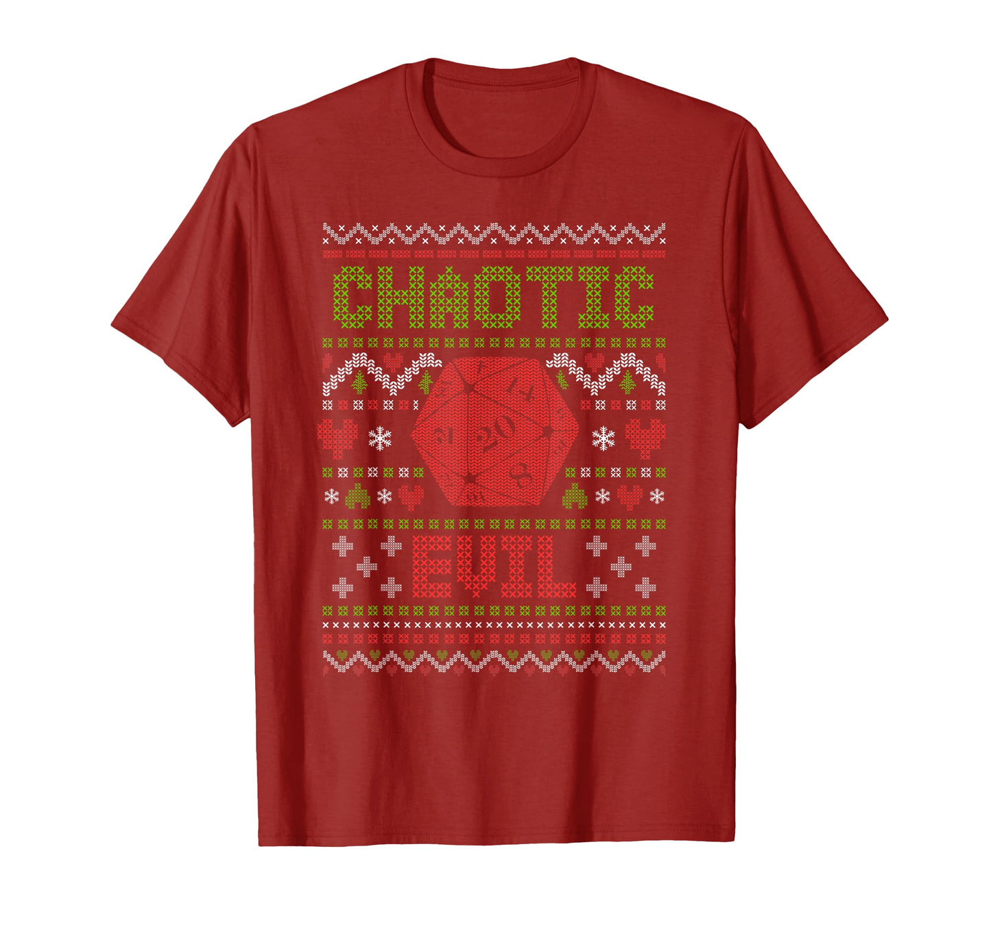 Funny RPG Gamer Ugly Christmas Sweater D20 Chaotic Evil T-Shirt