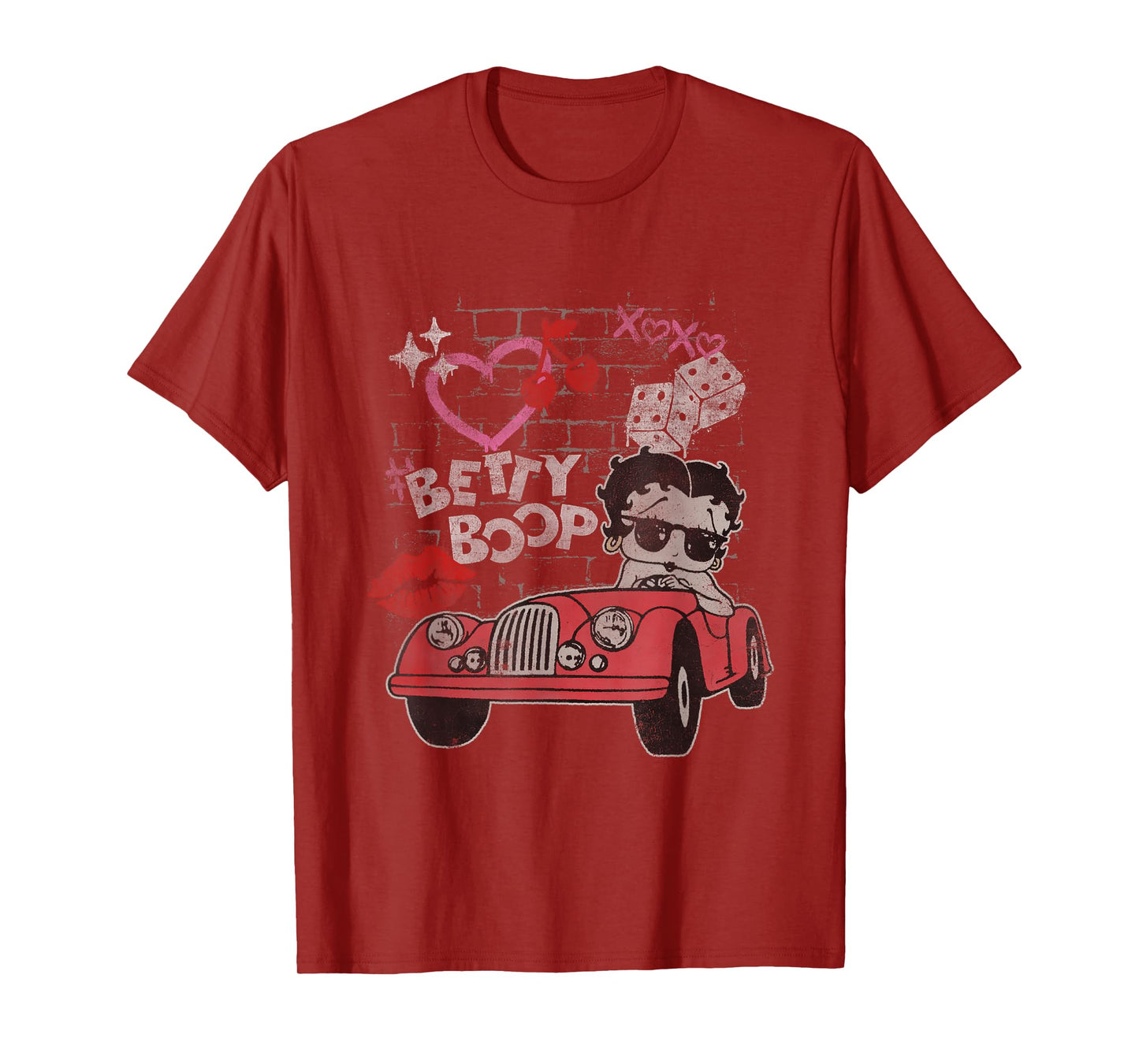 Betty Boop Kisses Distressed Heart Betty T-Shirt