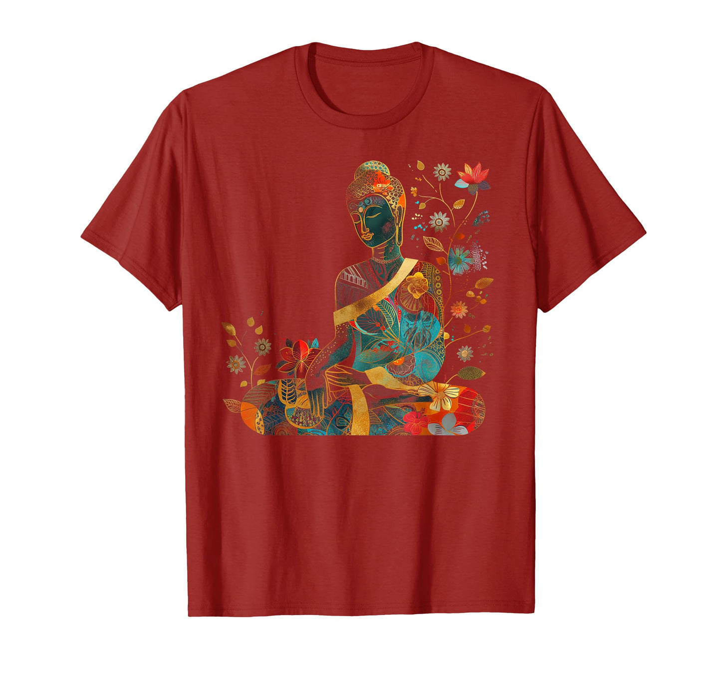 Buddha Colorful Flowers Floral Buddhist Zen Buddhism Art T-Shirt
