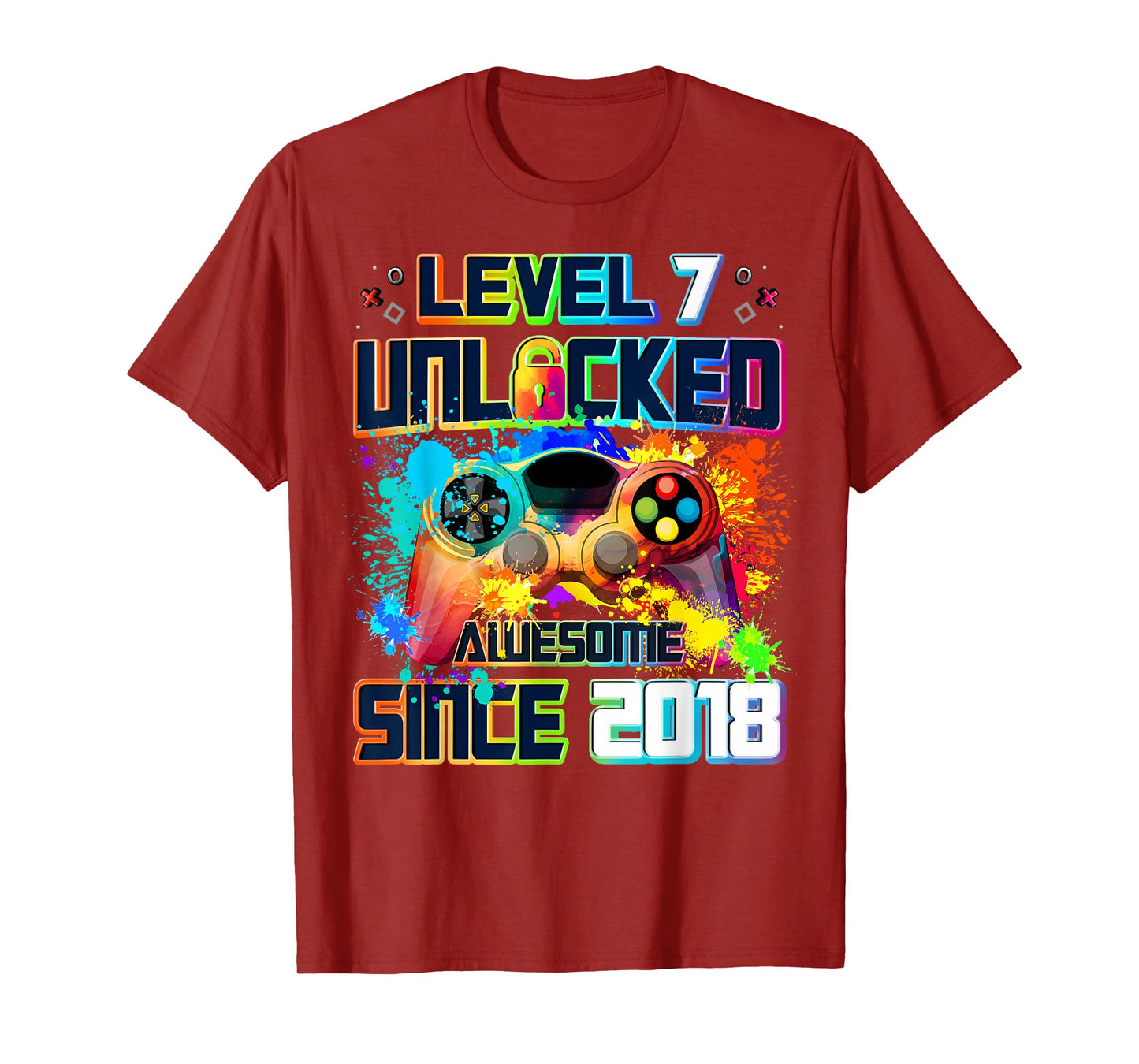 Level 7 Unlocked 7 Year Old Video Gamer 7th Birthday Gift T-Shirt