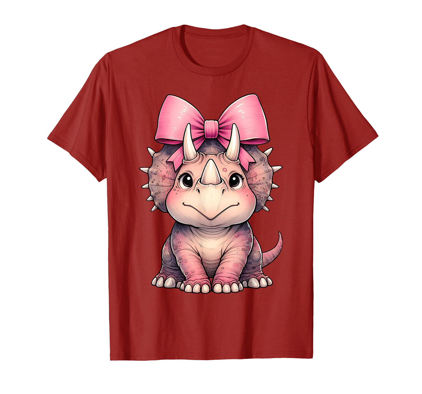Coquette Bow Triceratops Dinosaur Pink Ribbon Mom Girl T-Shirt