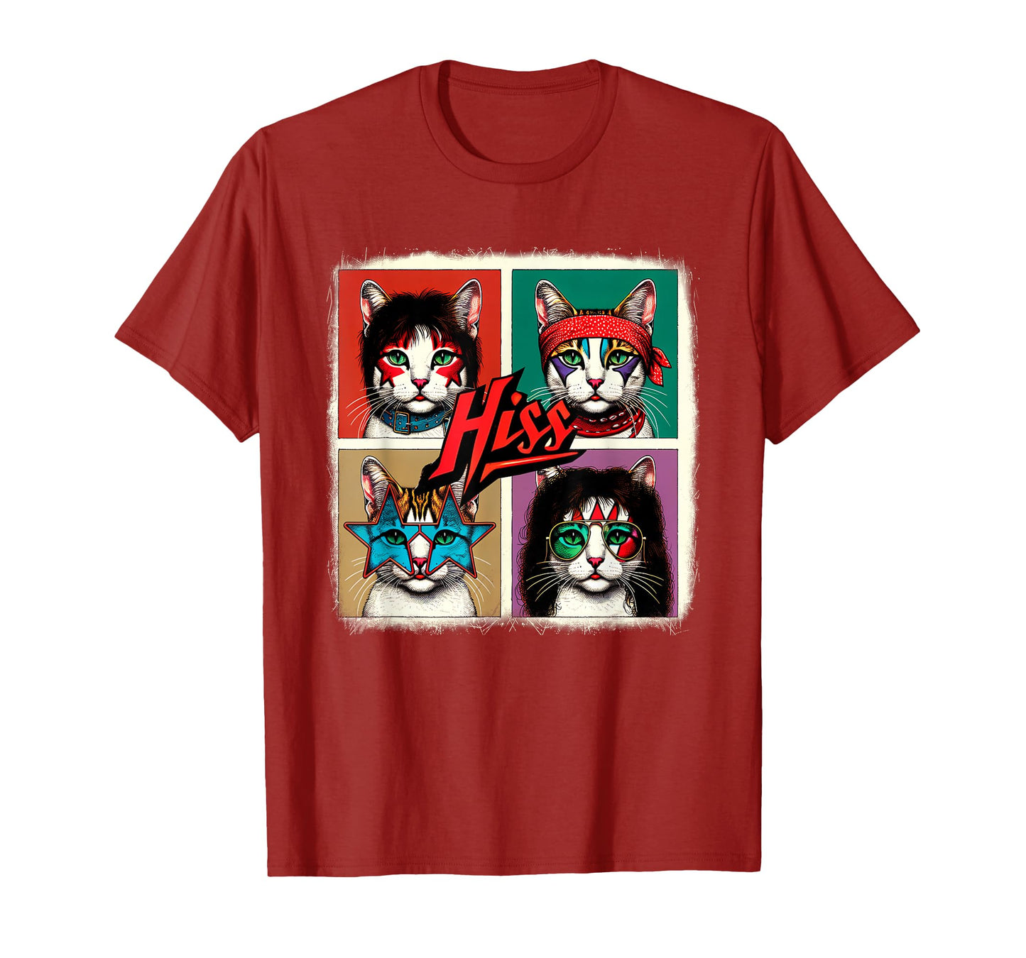 Rock Band Retro Cat Music Concert Band 70s 09S0SR T-Shirt