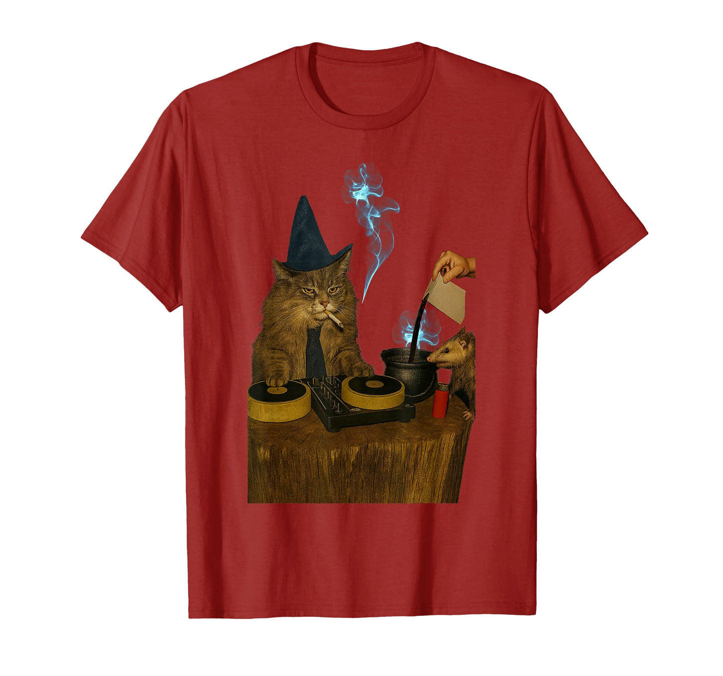 HUGvyn Halloween Funny DJ Cat Wizard Meme Spooky Cat Witch T-Shirt