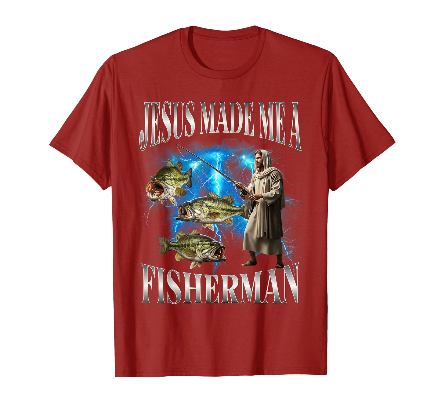 Jesus Made Me A Fisherman Christian Religion Fishing T-Shirt
