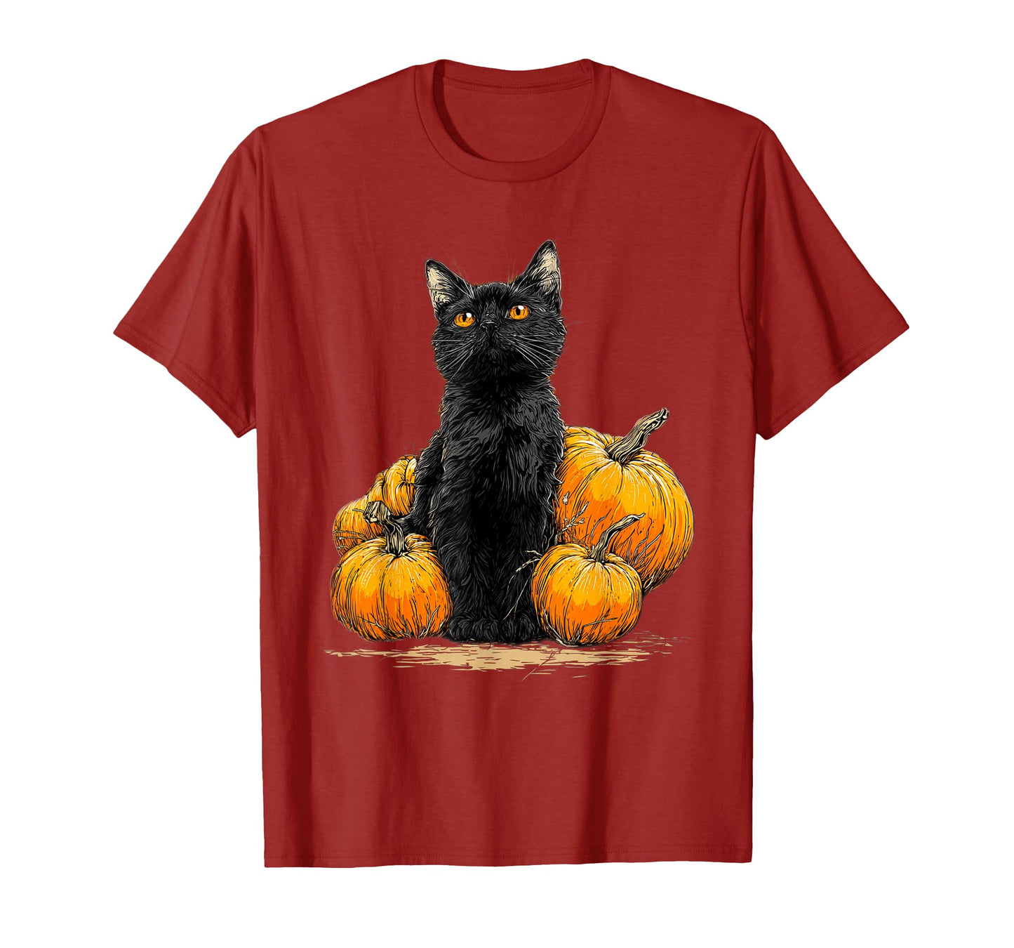 Black Cat Funny Halloween Pumpkin Cat Lover Cat Mom Dad T-Shirt