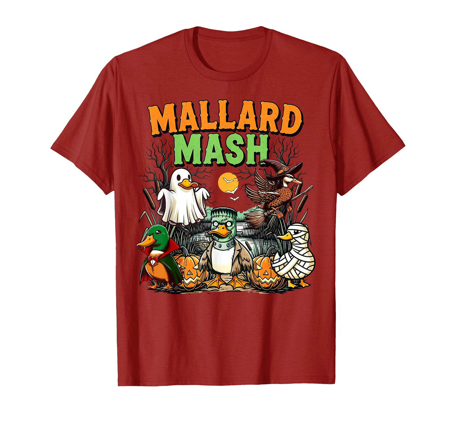 Mallard Mash Funny Scary Duck Spooky Ghost Hunting Halloween T-Shirt