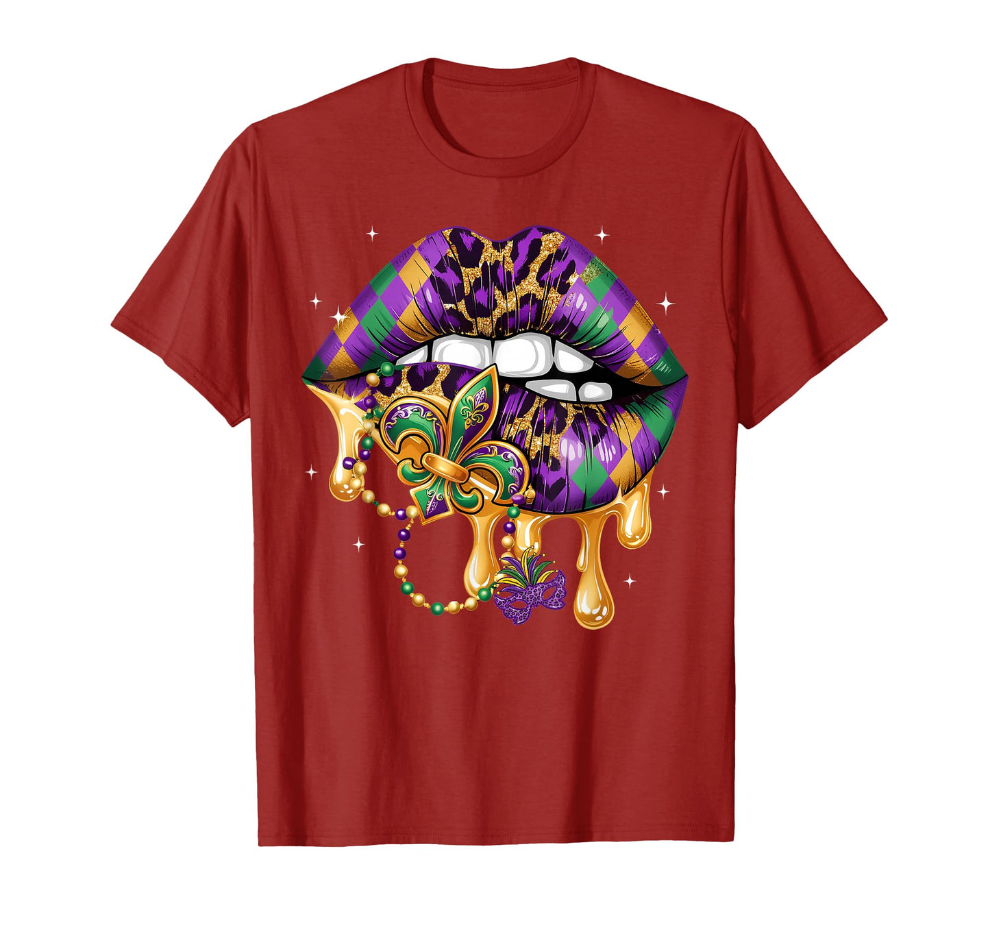 Mardi Gras Lip Women Girl Fleur De Lis Costume Funny T-Shirt