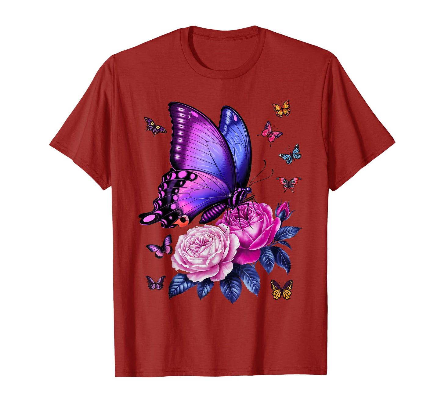 Beautiful Butterfly Purple Rose Butterfly Lovers Women T-Shirt