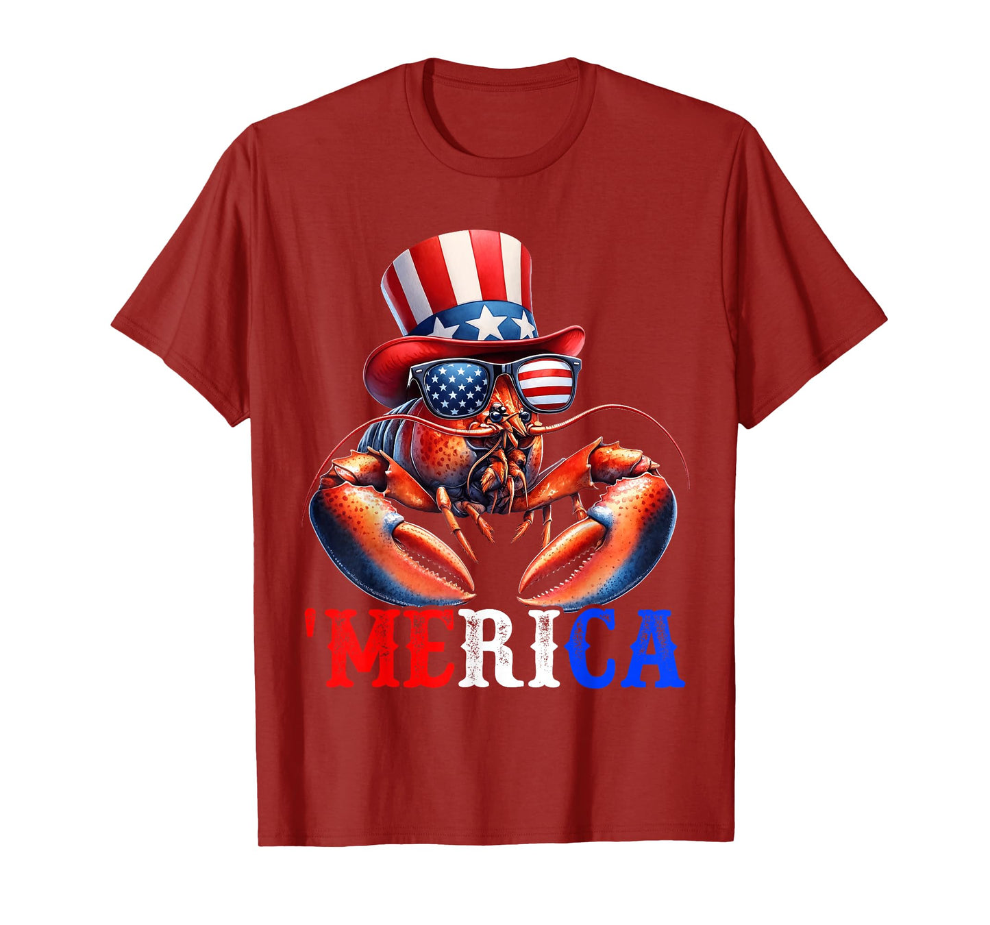 Merica Lobster Patriotic 4th of July Funny Kids Men Women T-Shirt
