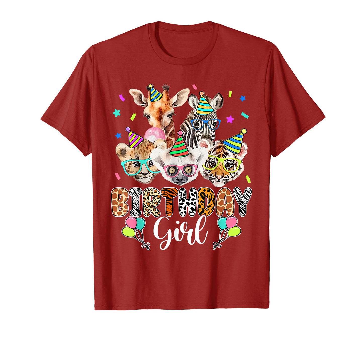Happy Birthday Girl Zoo Animals Wildlife Girls Kids Cute T-Shirt
