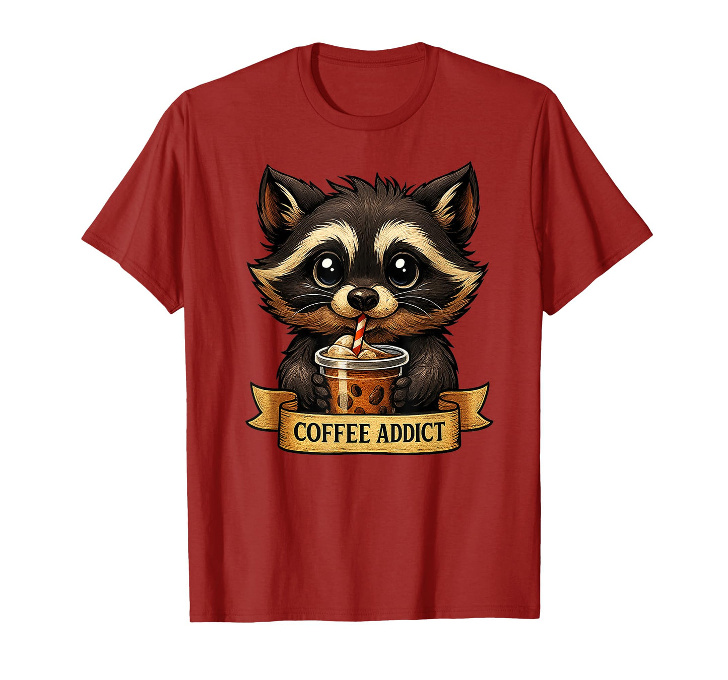 Cute Raccoon Drink Coffee Funny Gifts for Men Women Teen Kid T-Shirt