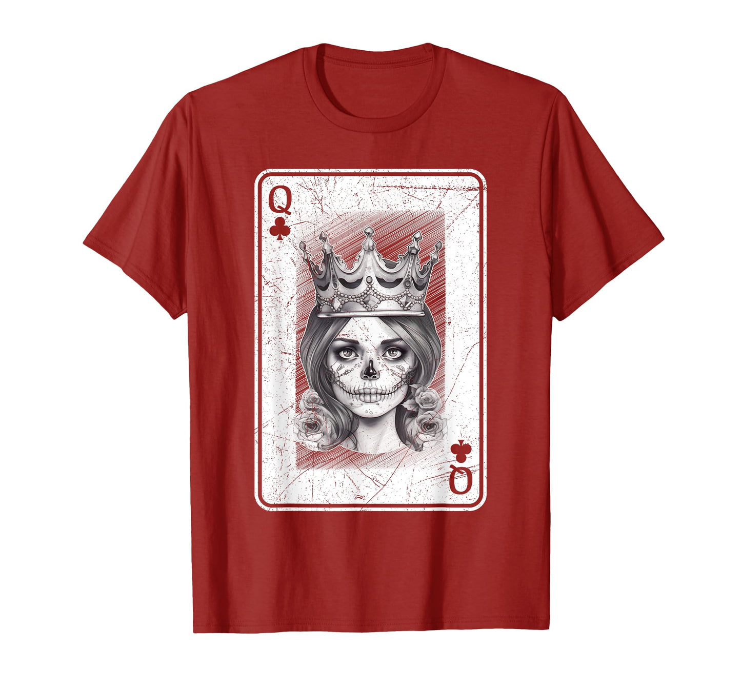 Poker Card Game Creepy Queen of Spades Gothic Halloween Fan T-Shirt