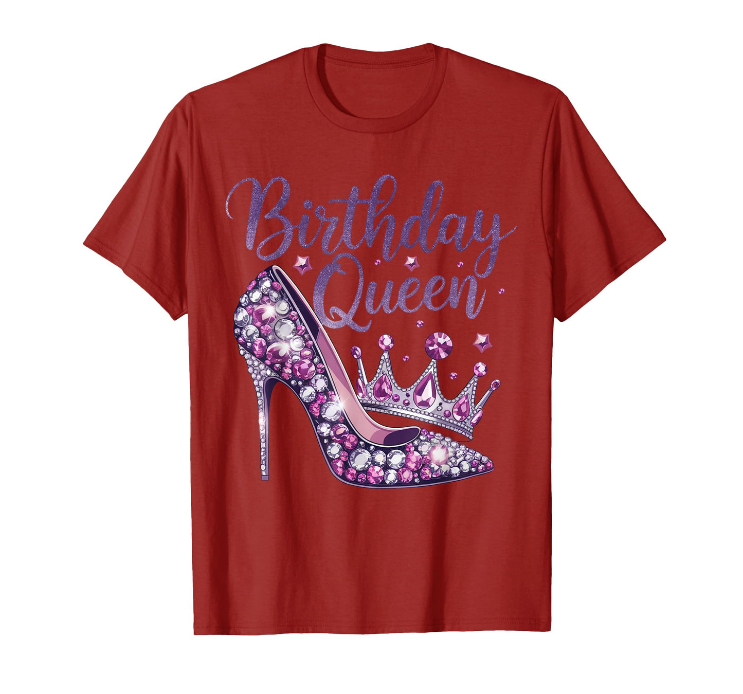 Birthday Queen with Purple Diamond Crown for Women T-Shirt
