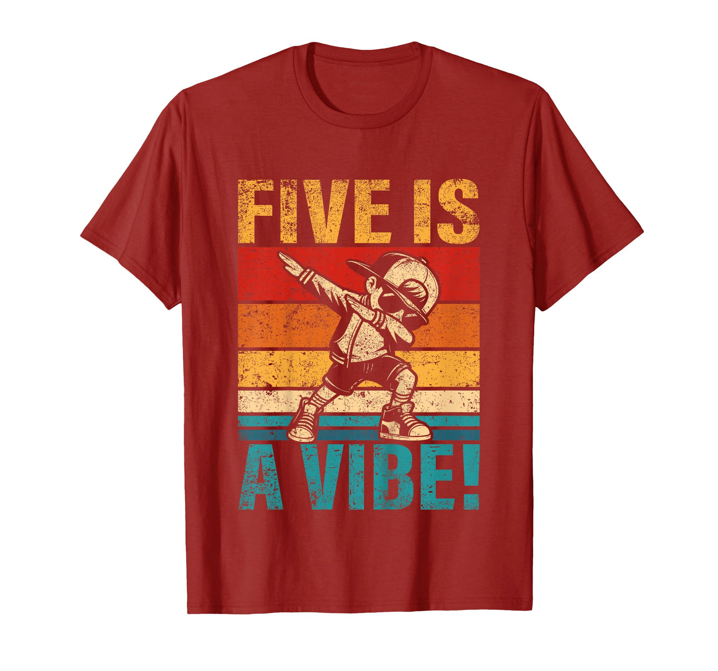 Kids 5 Year Old Birthday Dabbing Boy Five Is A Vibe 5th Bday T-Shirt