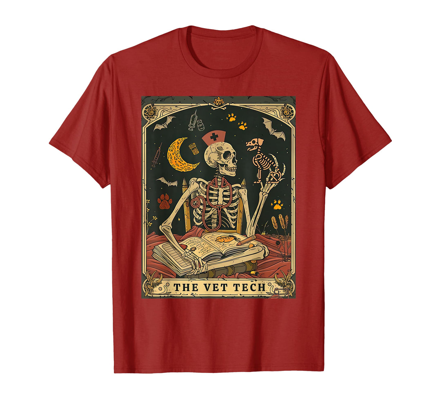 The Vet Tech Tarot Card Skeleton Stethoscope Veterinarian T-Shirt