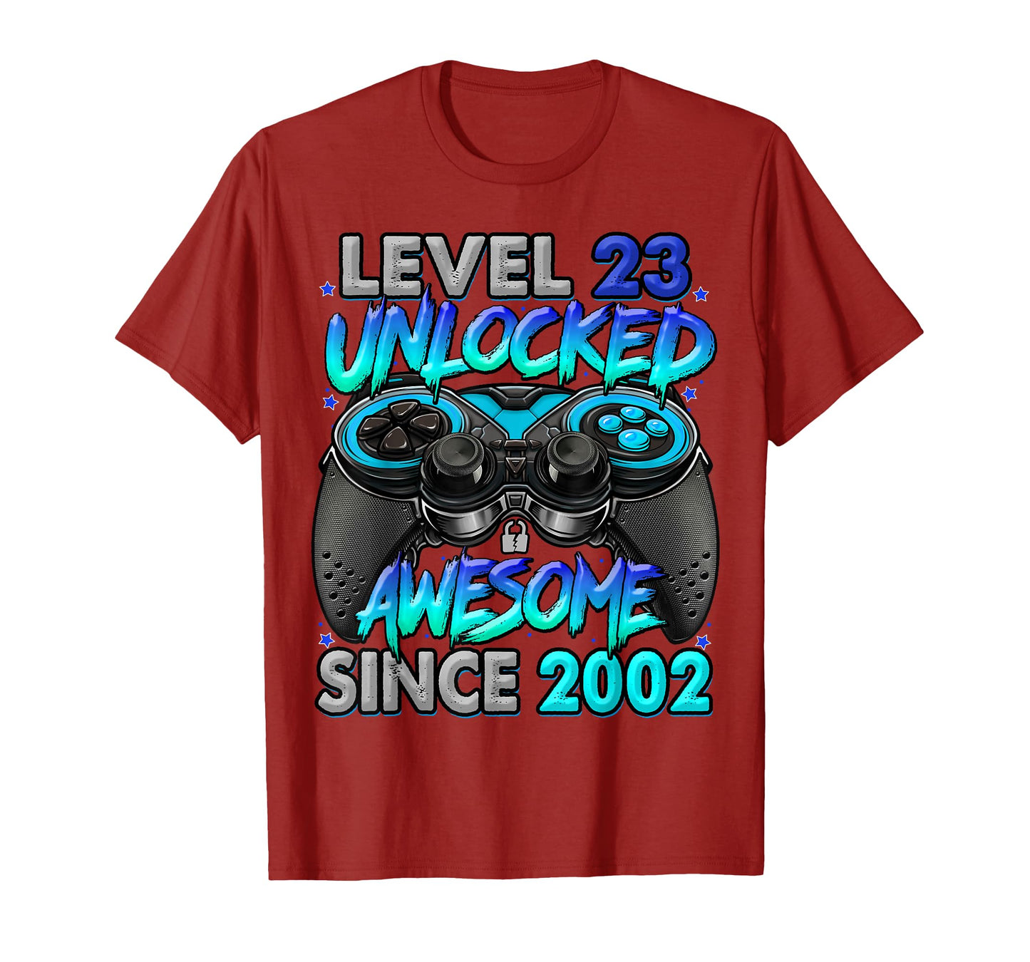 Level 23 Unlocked Awesome Since 2002 23rd Birthday Gaming T-Shirt