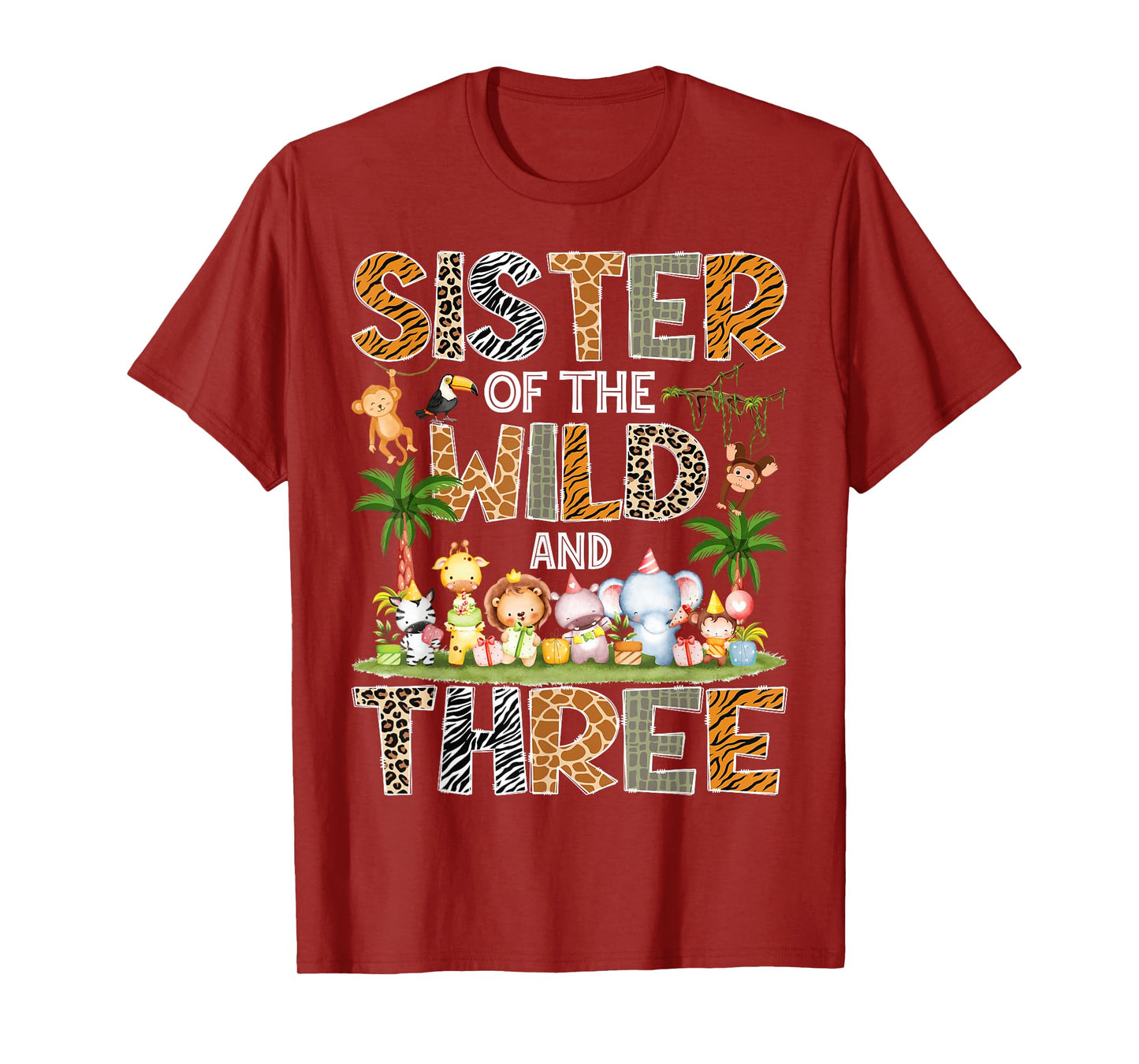 Sister Of The Wild & Three 3Rd Birthday Safari Jungle T-Shirt