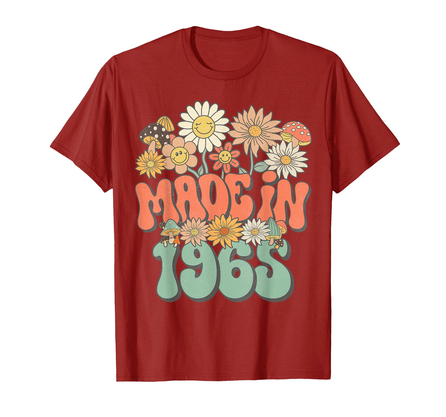 Retro Groovy Made In 1965 Floral Hippie Daisy 60th Birthday T-Shirt